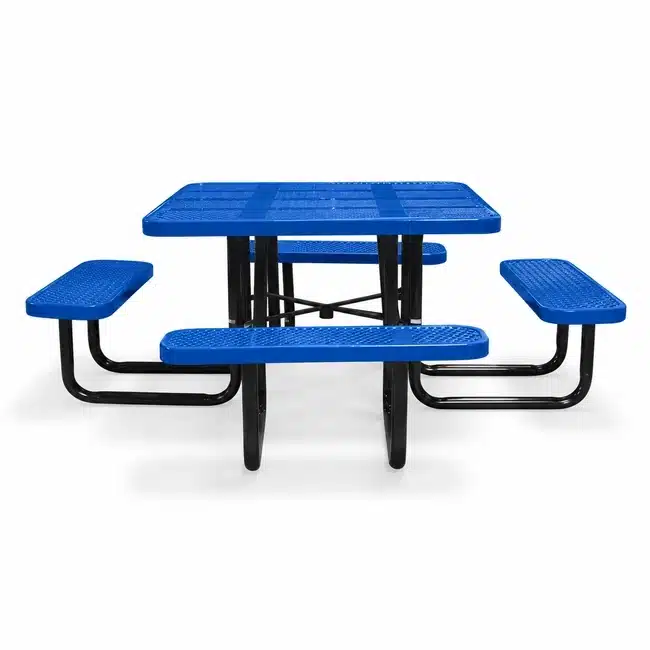 46 Square Coated Steel Table – Perforated - Blue 46" Square Coated Steel Table - Perforated - Image 9