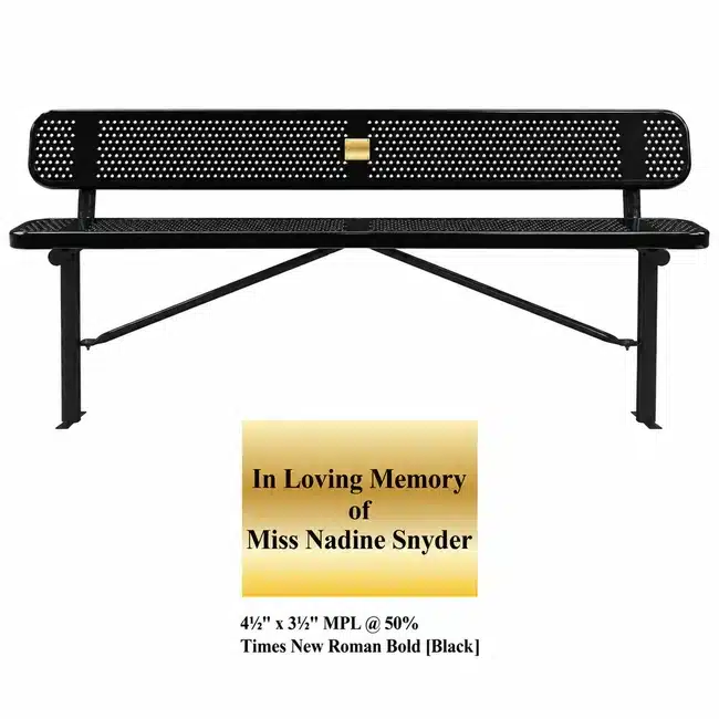Black-Outdoor-Bench-with-Plaque Outdoor Bench with Plaque - Image 2