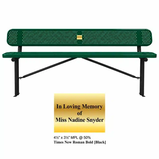 Dark-Green-Outdoor-Bench-with-Plaque Outdoor Bench with Plaque - Image 3