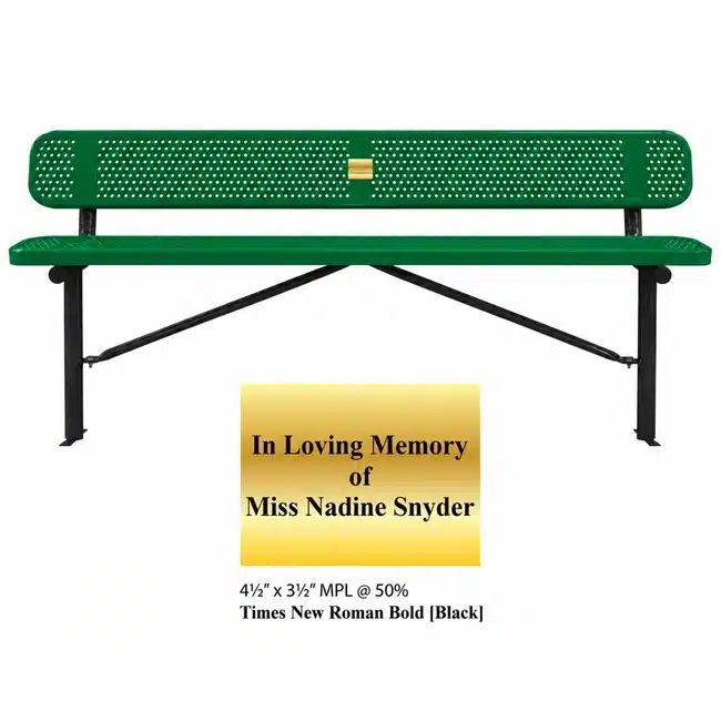 Green-Outdoor-Bench-with-Plaque Outdoor Bench with Plaque - Image 4
