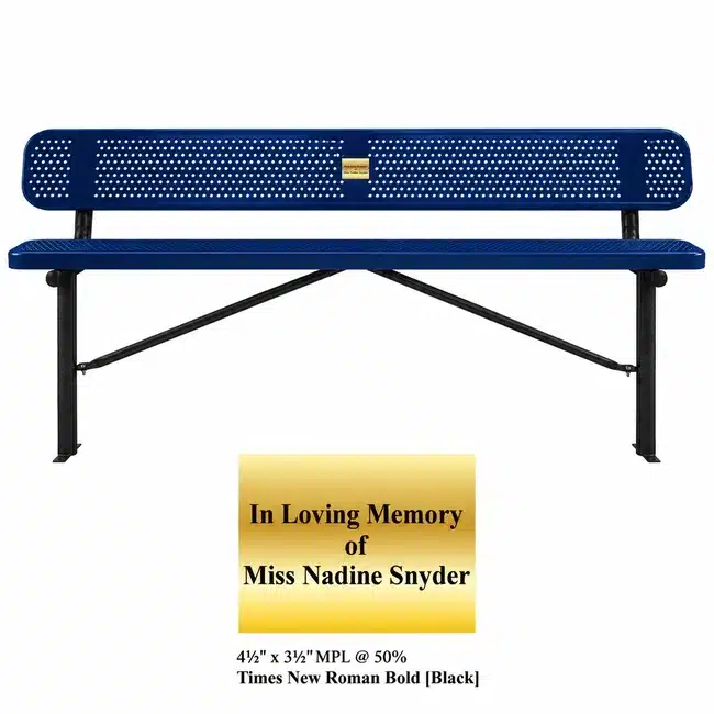 Navy-Outdoor-Bench-with-Plaque Outdoor Bench with Plaque - Image 5