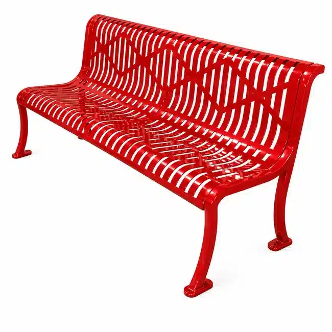 Armless Roll Formed Diamond Bench - Red Armless Roll Formed Diamond Bench - Image 6