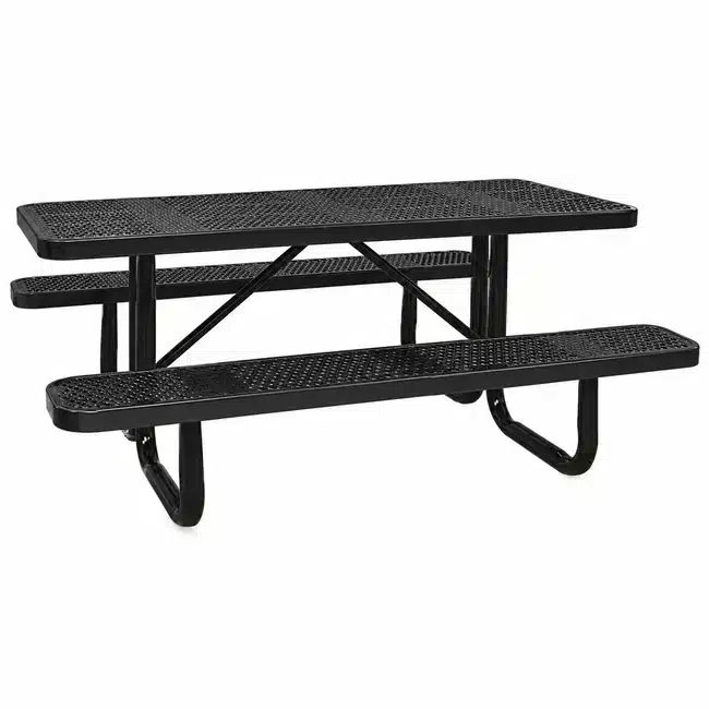 Coated Steel Picnic Table – Perforated - Black Coated Steel Picnic Table - Perforated - Image 4