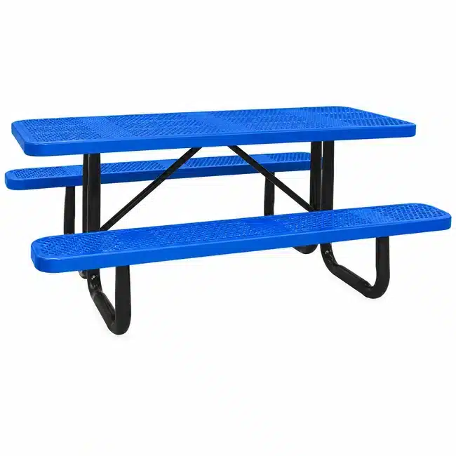 Coated Steel Picnic Table – Perforated - Blue Coated Steel Picnic Table - Perforated - Image 6