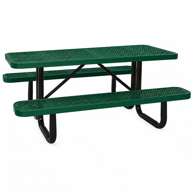 Coated Steel Picnic Table – Perforated - Dark Green Coated Steel Picnic Table - Perforated - Image 2