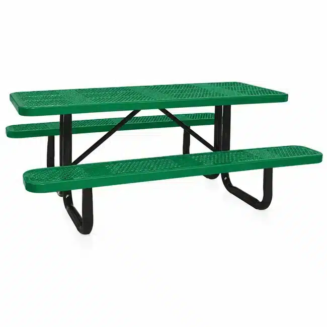 Coated Steel Picnic Table – Perforated - Green Coated Steel Picnic Table - Perforated - Image 3