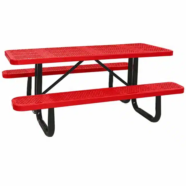 Coated Steel Picnic Table – Perforated - Red Coated Steel Picnic Table - Perforated - Image 7