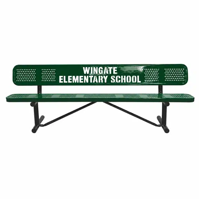 Custom Perforated Bench With Backrest - Dark Green Custom Perforated Bench With Backrest - Image 2