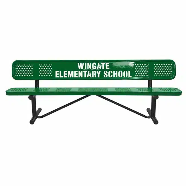 Custom Perforated Bench With Backrest - Green Custom Perforated Bench With Backrest - Image 3