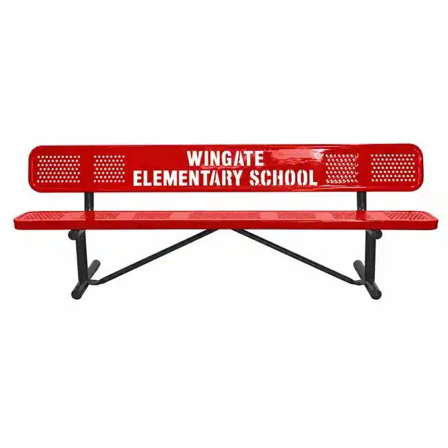Custom Perforated Bench With Backrest - Red Custom Perforated Bench With Backrest - Image 5