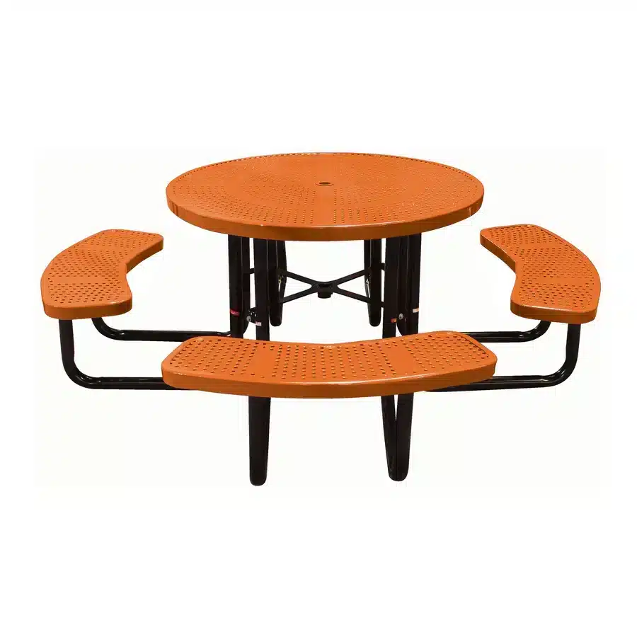 46-inch Orange Round Perforated Coated Steel Table 46-inch orange round perforated coated steel table